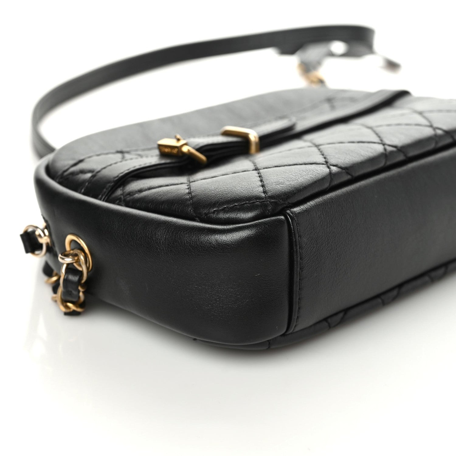 Chanel Lambskin Quilted Large Buckle Camera Case Bag Black 9 of 10