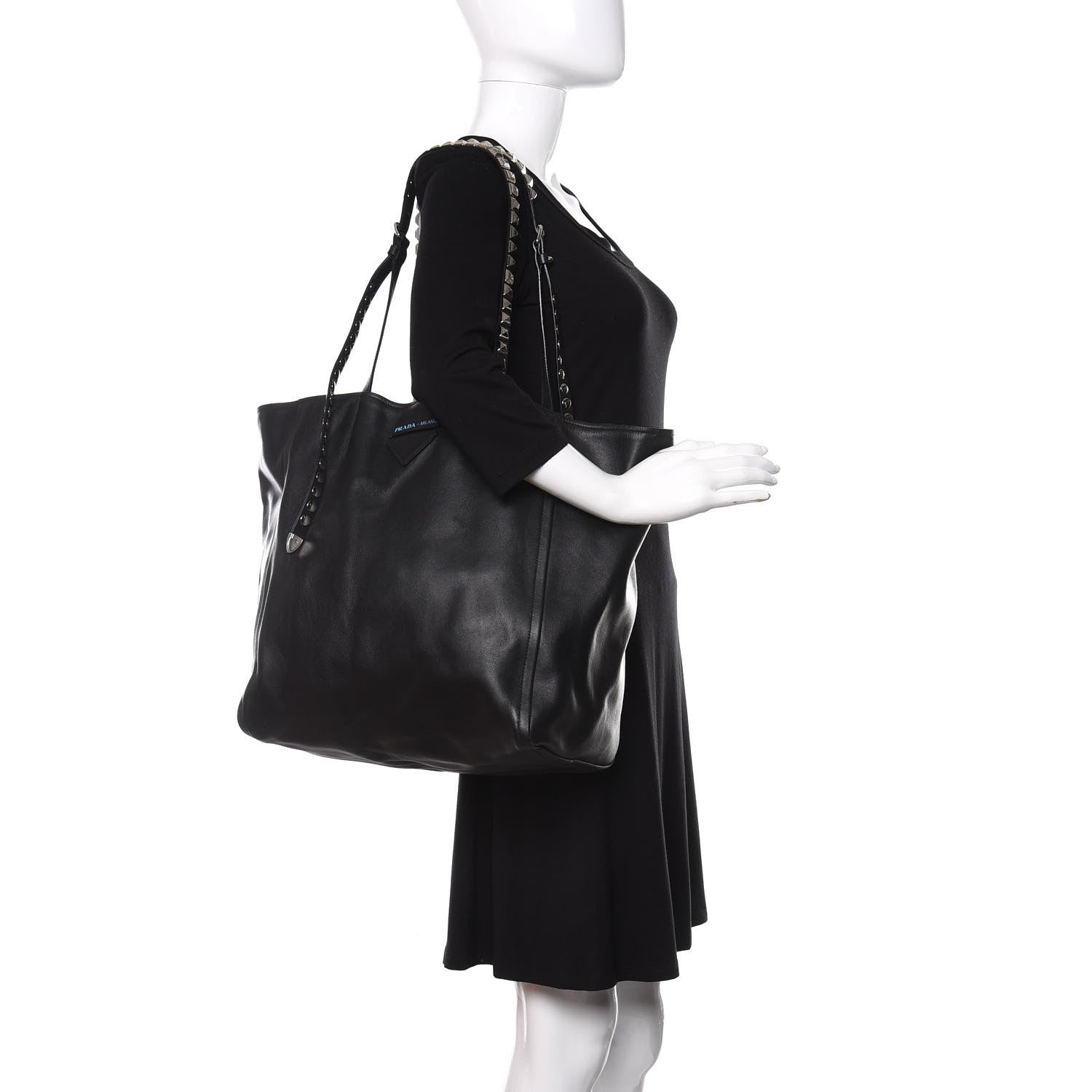 Prada Grace Lux Studded Large Concept Shopper Tote Black 2 of 11