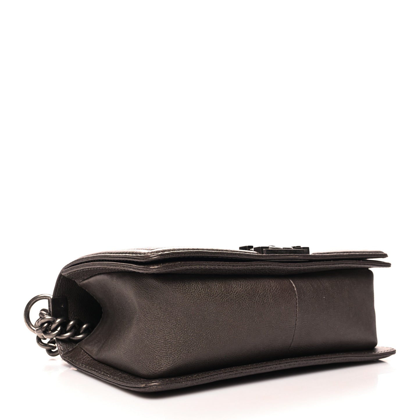 Metallic Calfskin Quilted Medium Boy Flap Dark Silver