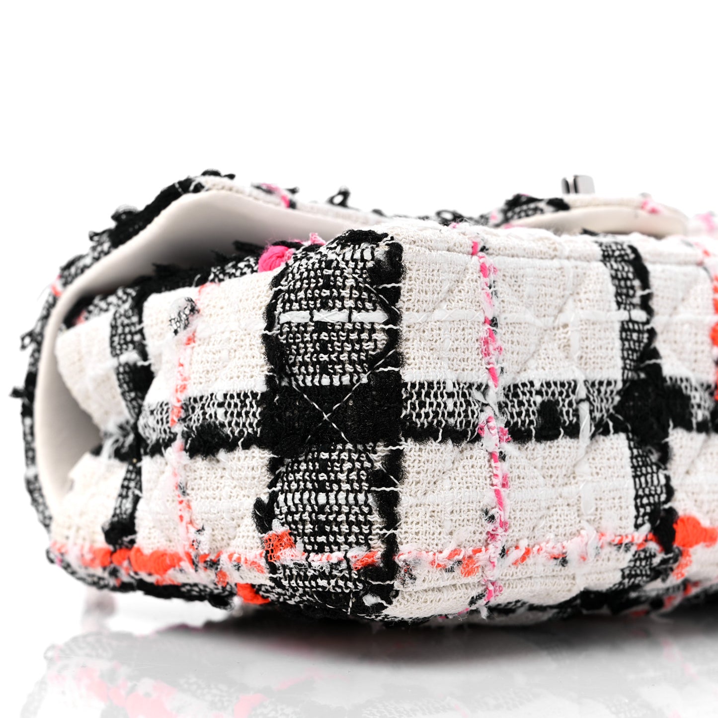 Tweed Quilted Mini Rectangular Flap Black White Pink