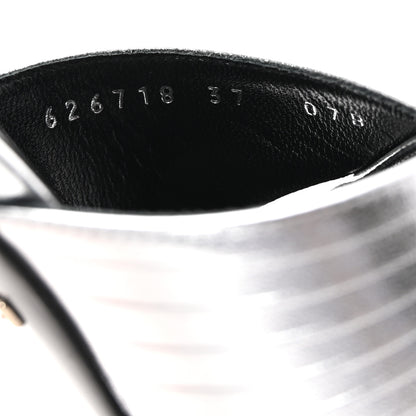 Gucci Malaga Kid Webby Crossover High Heel Sandals 37 Silver 9 of 10