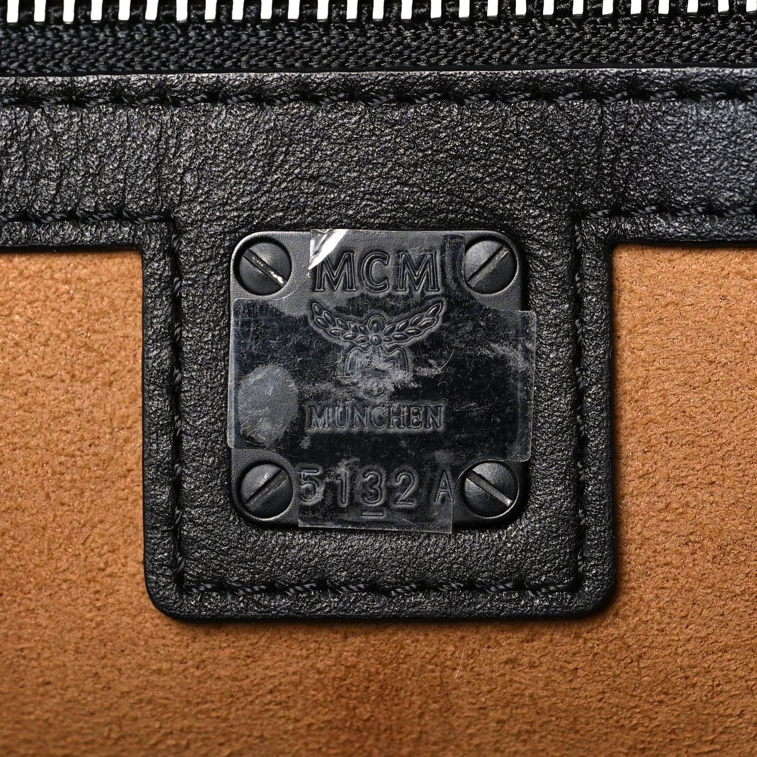 MCM Visetos Maxi Large Munchen Tote Black Cognac 1781571