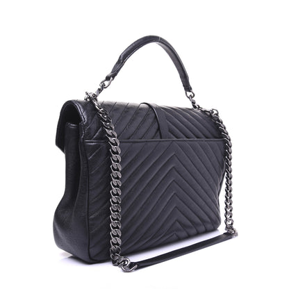 Saint Laurent Sheepskin Matelasse Chevron Monogram Large College Satchel Black 5 of 31