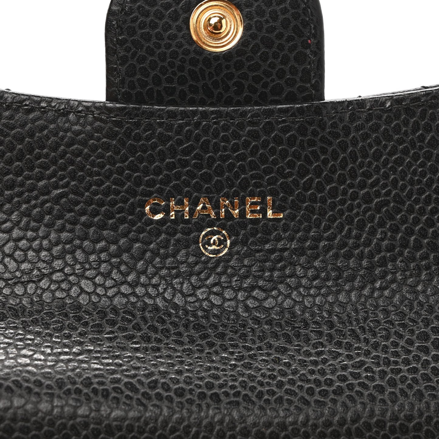 Caviar Quilted Flap Card Holder Wallet Black