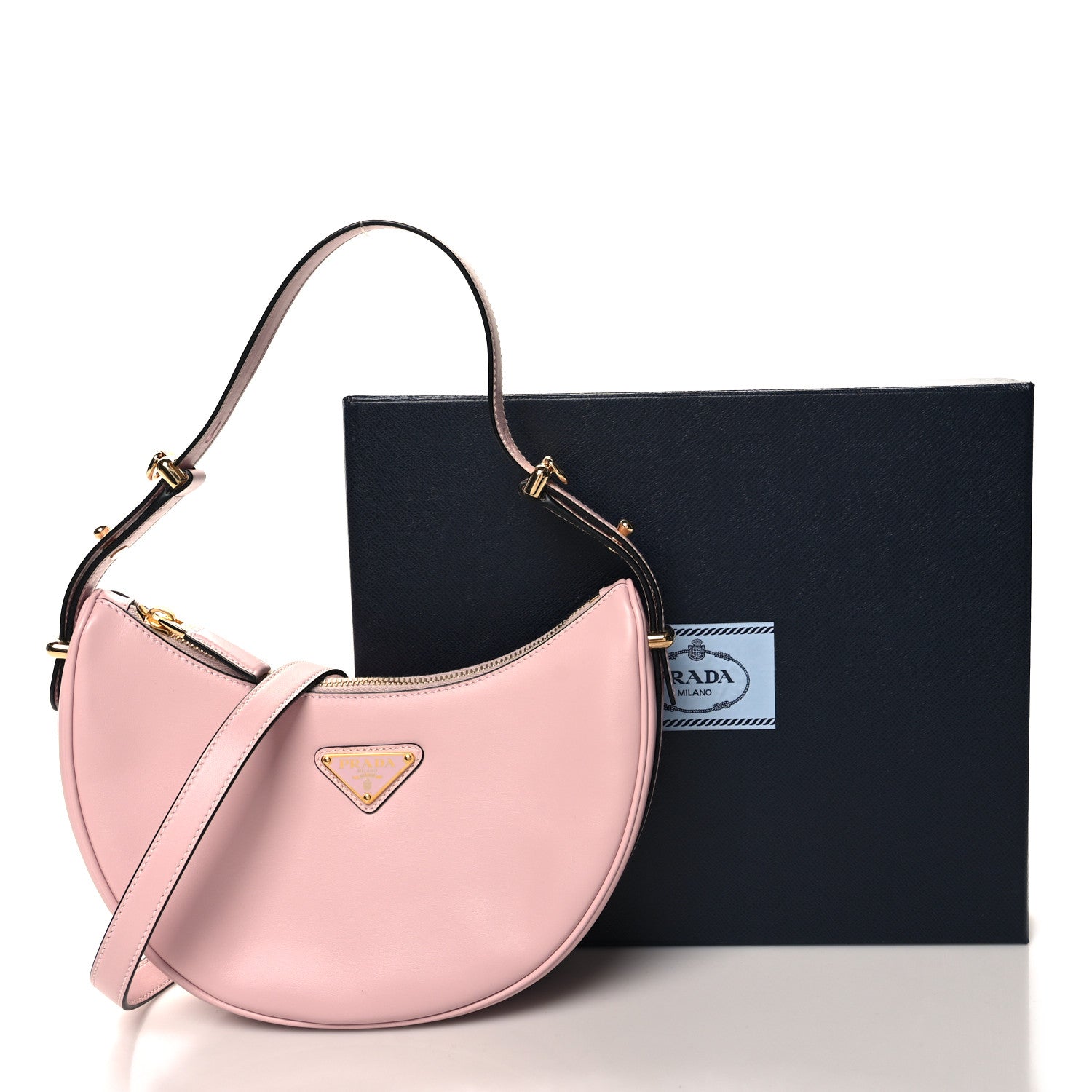 Prada Soft Calfskin Arque Shoulder Bag Alabastro 10 of 10