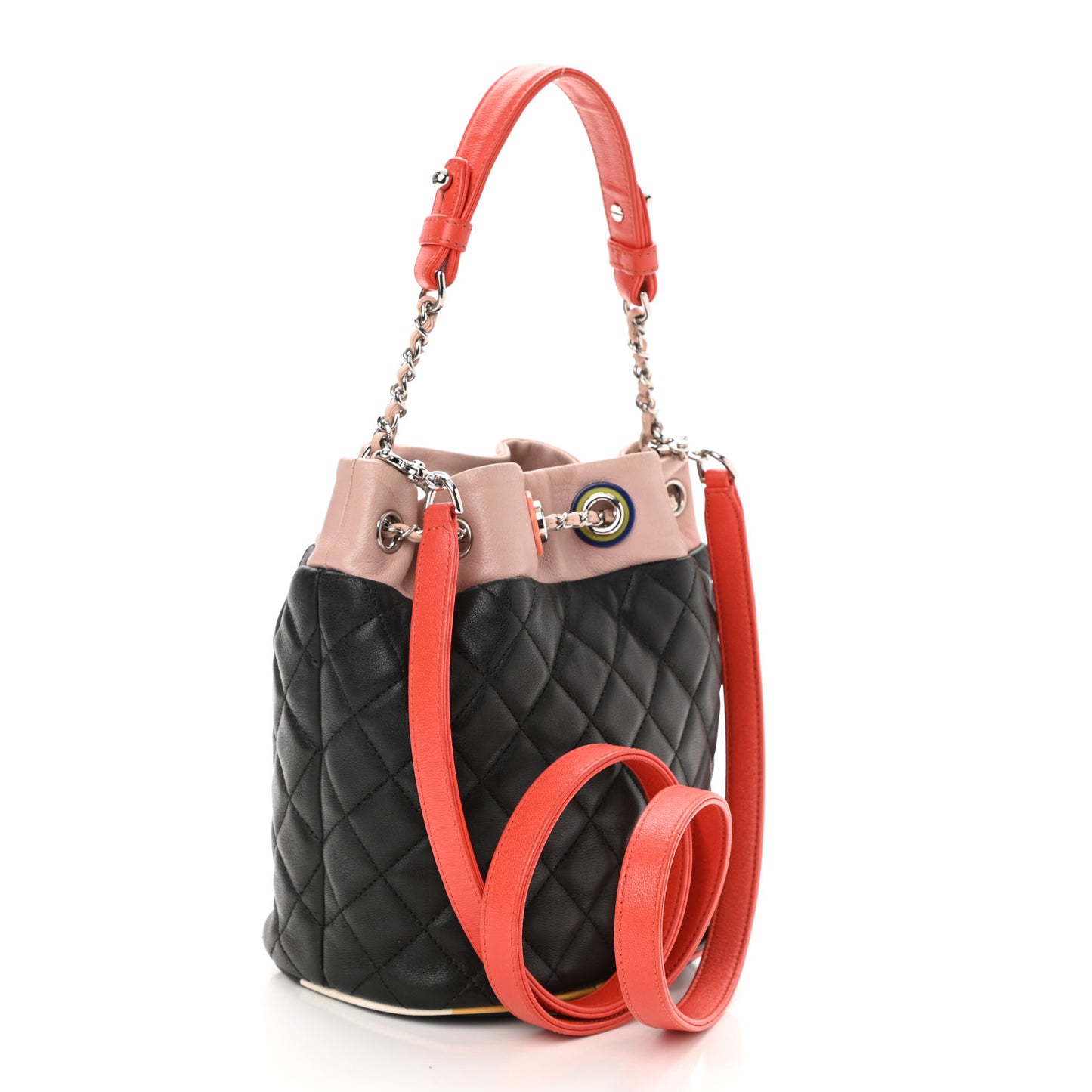 Lambskin Quilted Cuba Drawstring Tote Multicolor