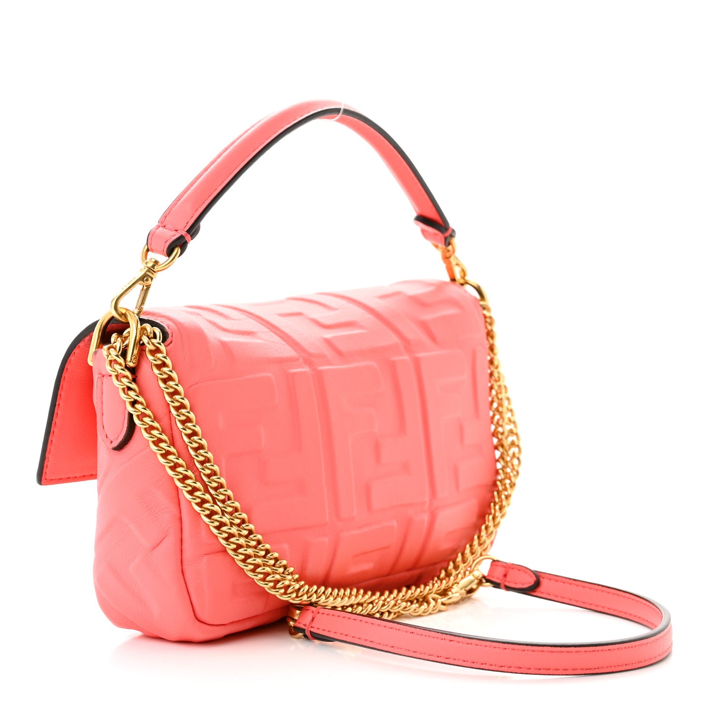 Nappa FF 1974 Embossed Mini Baguette Pink Dalia