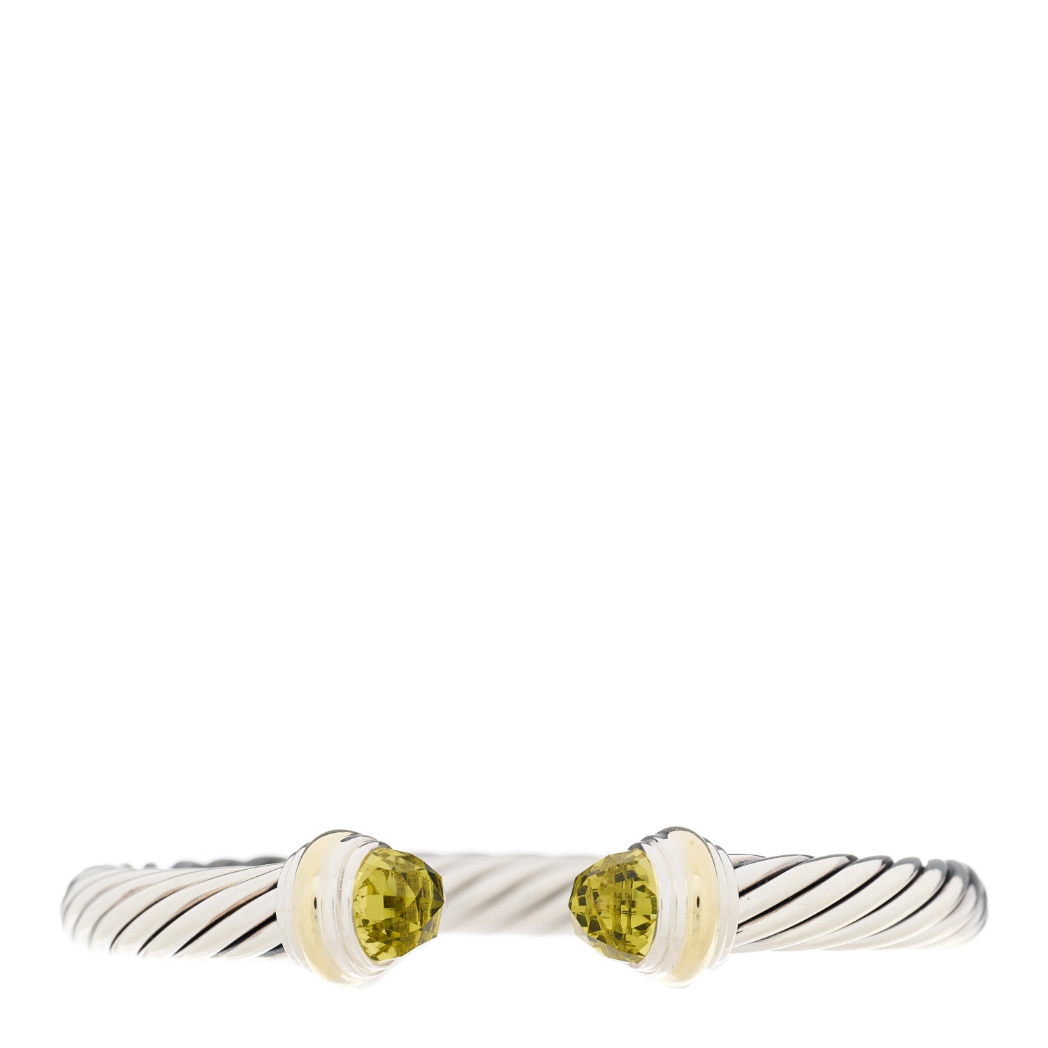 David Yurman Sterling Silver 14K Yellow Gold Lemon Citrine 7mm Cable Classics Bracelet 1 of 3
