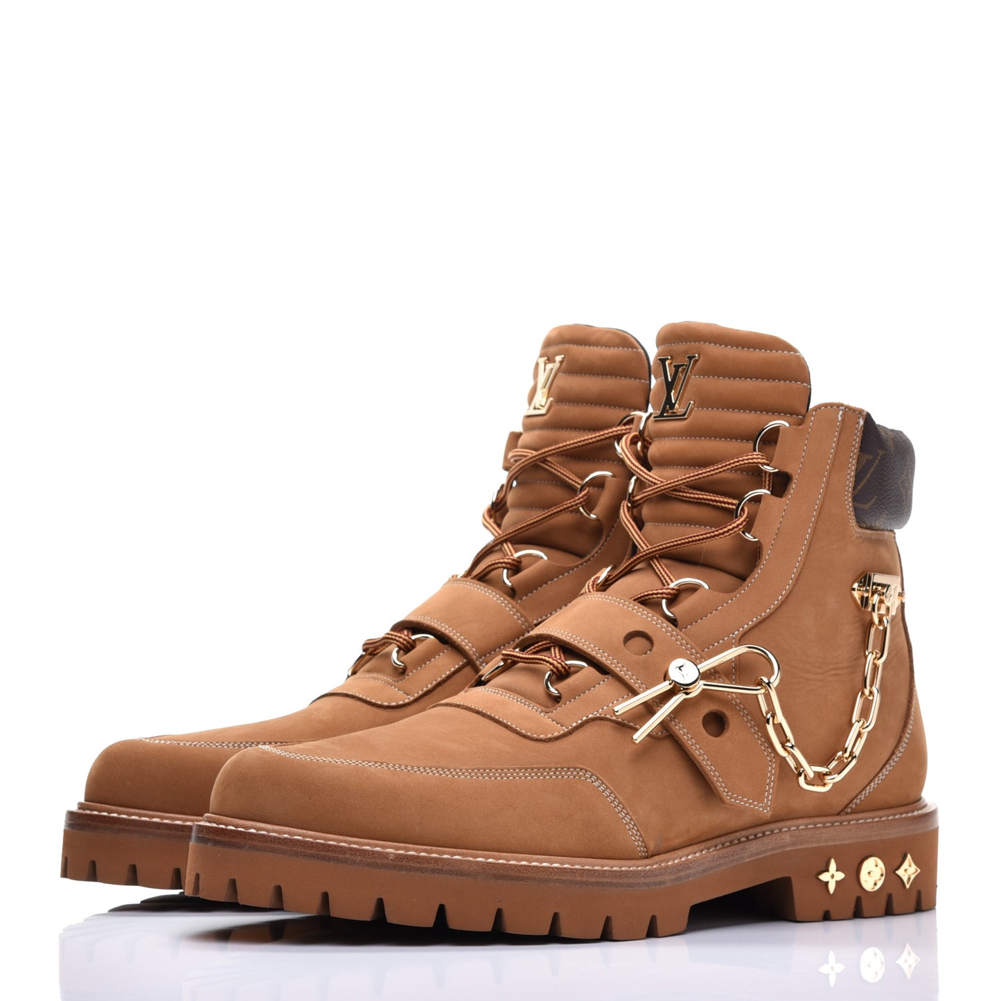 Suede Calfskin Monogram Mens Creeper Ankle Boots 9.5 Beige