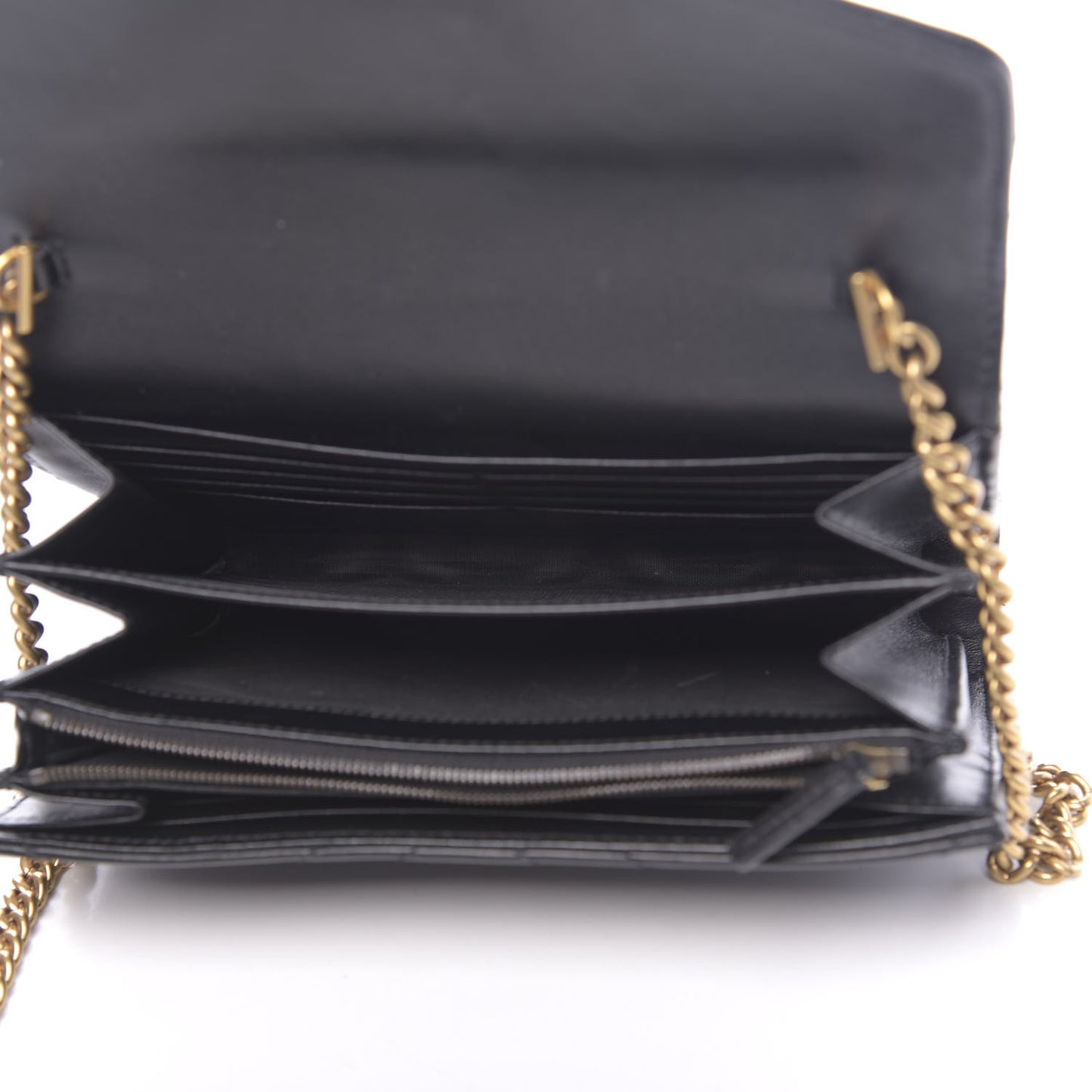 Calfskin Matelasse GG Marmont Chain Wallet Black