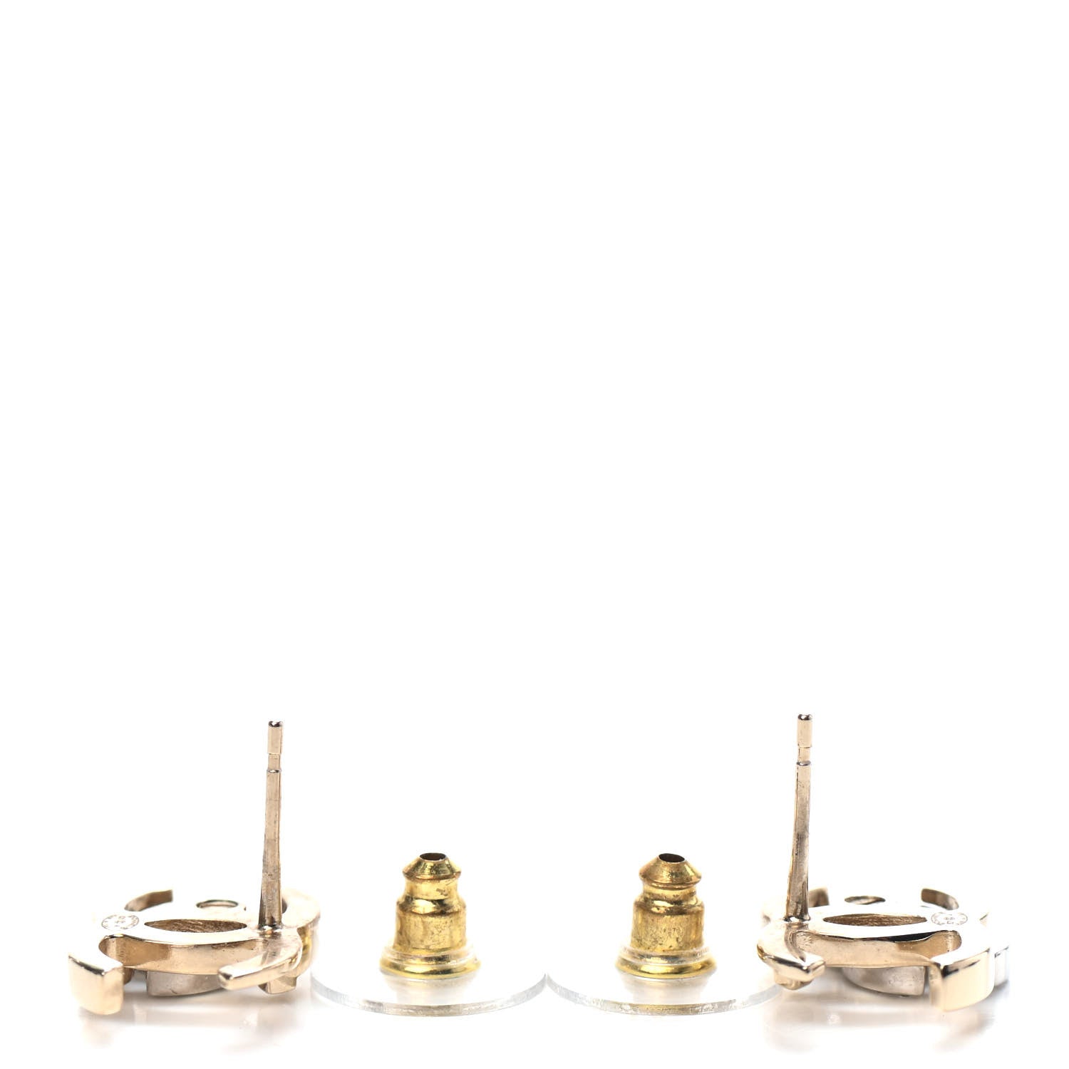 Chanel Crystal Double CC Earrings Gold Silver 3 of 4