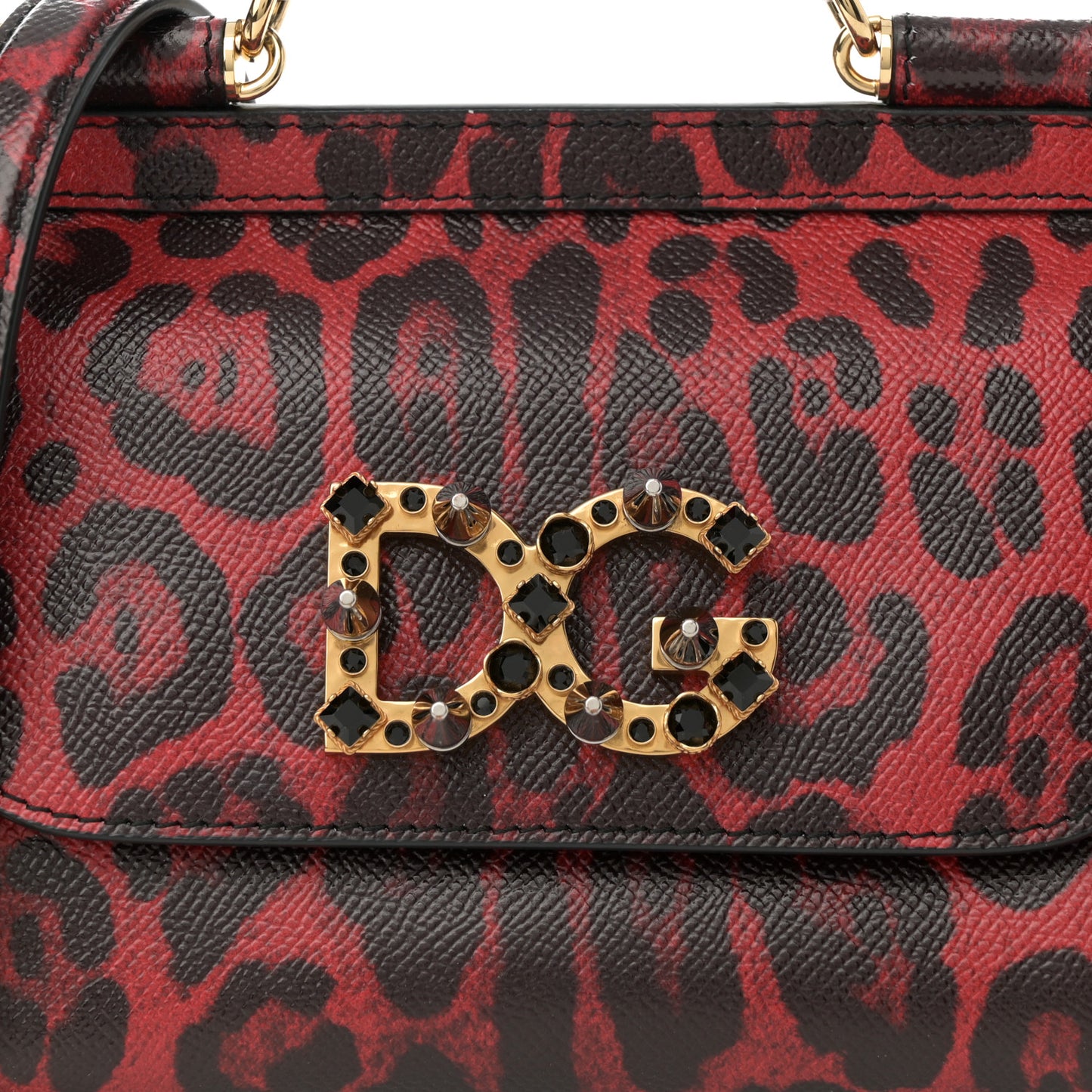 Dauphine Crystal Leopard Print Mini Miss Sicily Satchel Red