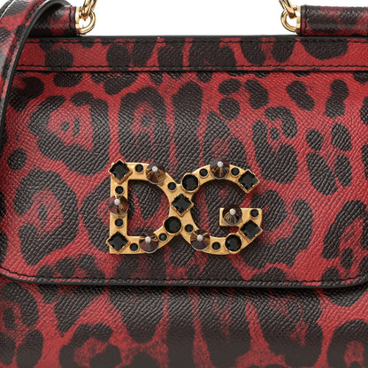 Dolce & Gabbana Dauphine Crystal Leopard Print Mini Miss Sicily Satchel Red 7 of 11