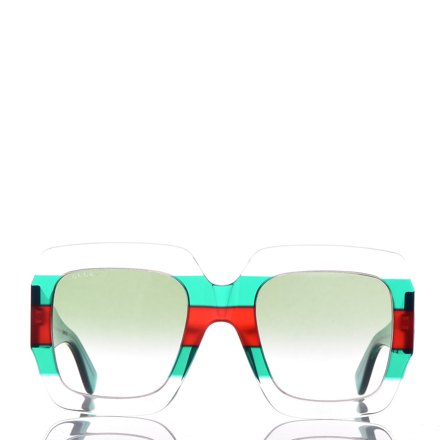 Gucci Square Web Frame GG0178S Sunglasses Green Red 2 of 7