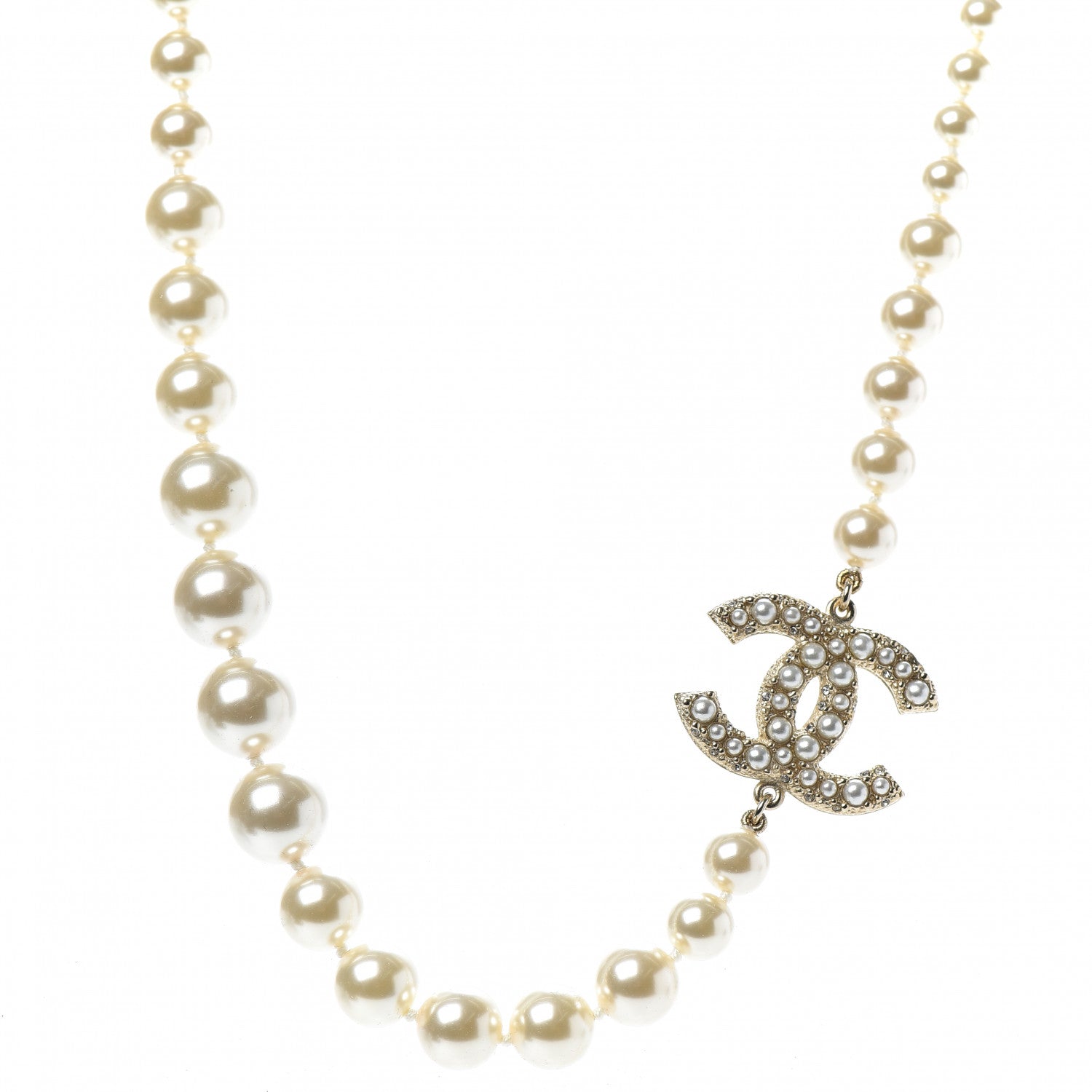 Chanel Graduated Pearl CC Short Necklace Gold 1 of 6
