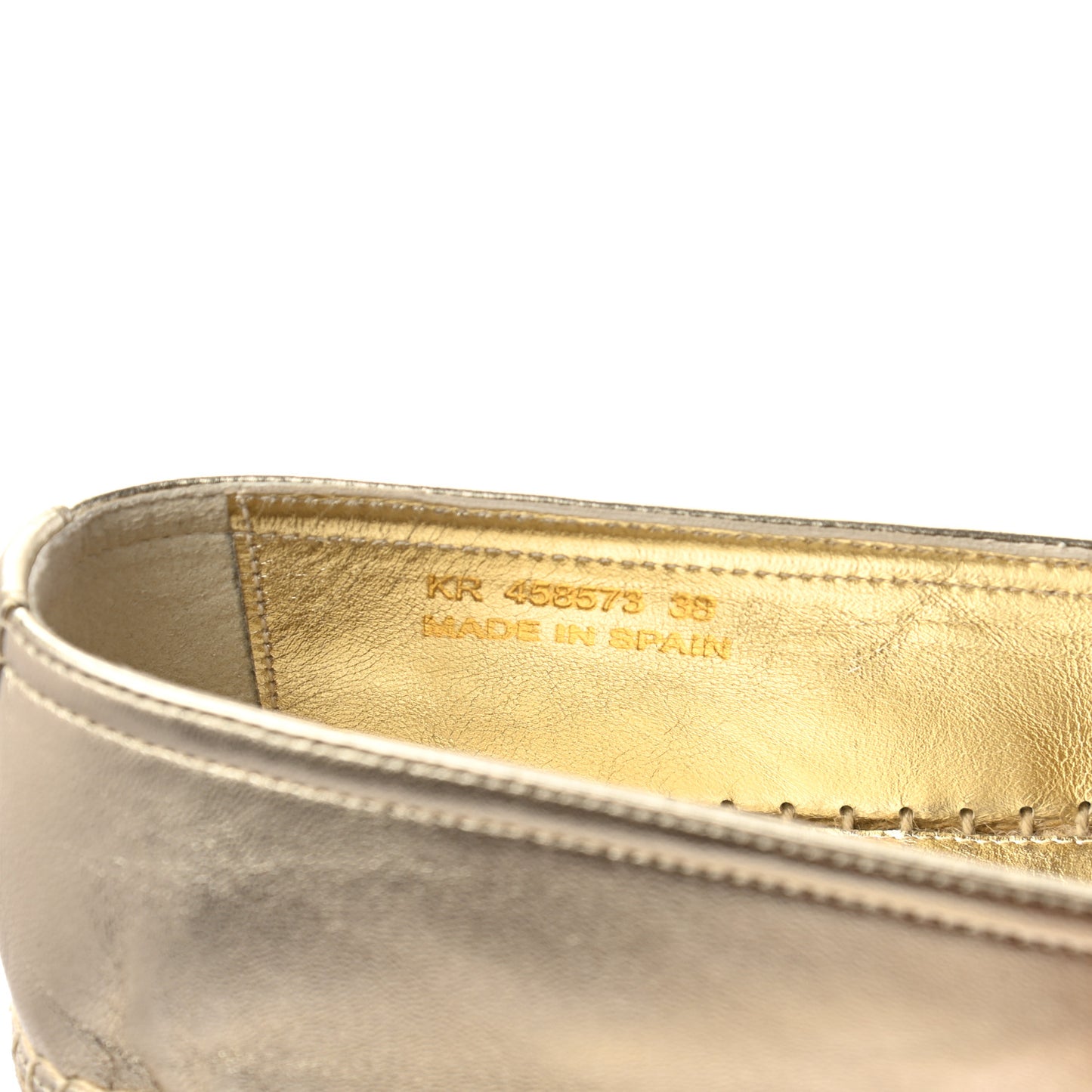 Metallic Lambskin Monogram Espadrilles 38 Platino