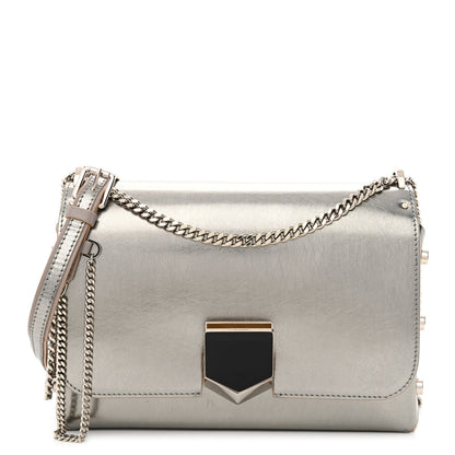 Jimmy Choo Smooth Calfskin Lockett City Shoulder Bag Silver 1 of 9