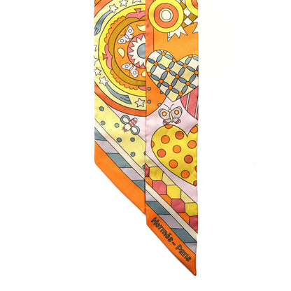 Hermes Silk Les Murmures de la Foret Twilly Orange Jaune Vif Vert 2 of 4