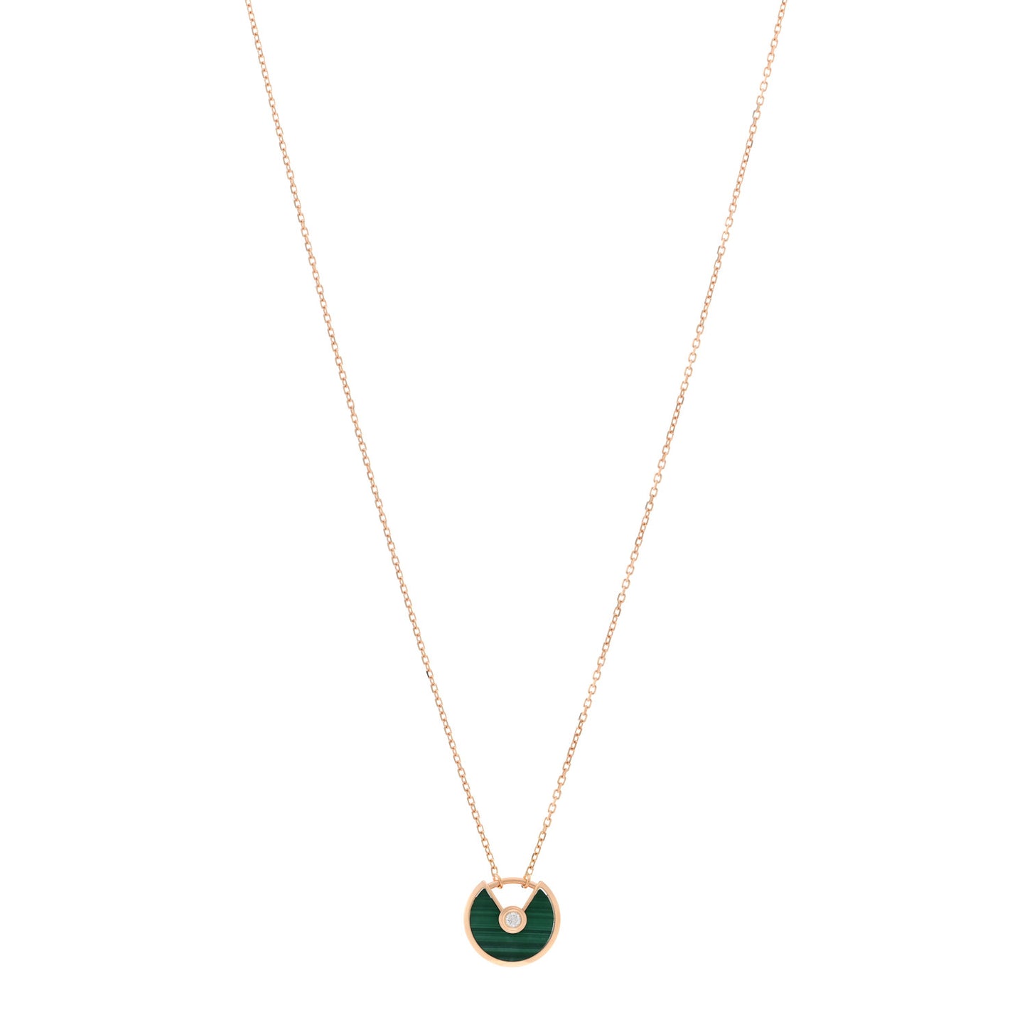 18K Pink Gold Diamond Malachite XS Amulette de Cartier Pendant Necklace
