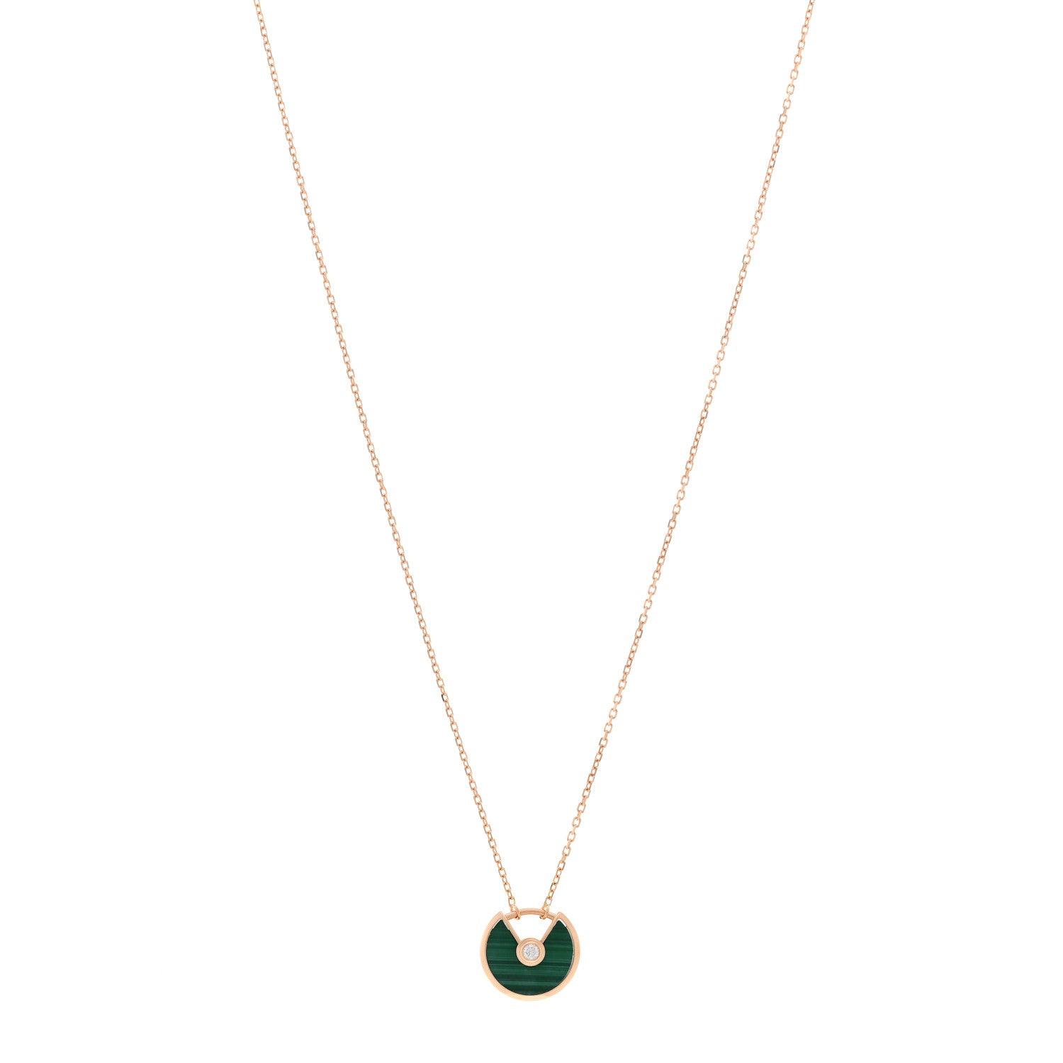 Cartier 18K Pink Gold Diamond Malachite XS Amulette de Cartier Pendant Necklace 1 of 5