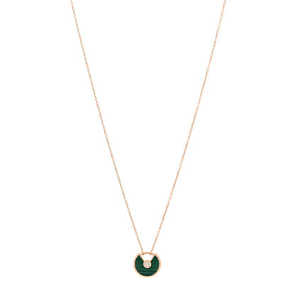 Cartier 18K Pink Gold Diamond Malachite XS Amulette de Cartier Pendant Necklace 1 of 5