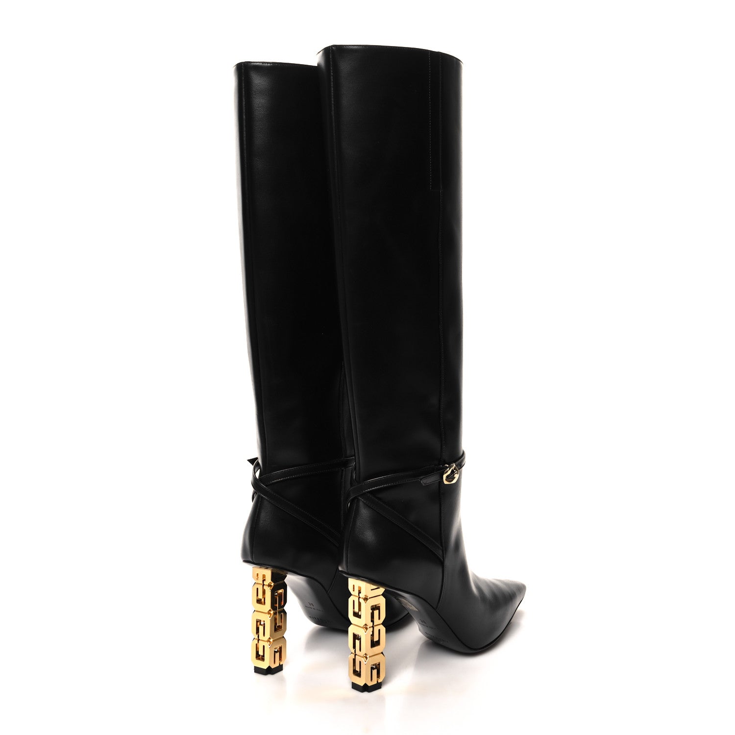 Givenchy Grained Calfskin G Cube Knee High Boots 38 Black 4 of 9