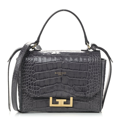 Givenchy Calfskin Crocodile Embossed Eden Mini Top Handle Storm Grey 1 of 8
