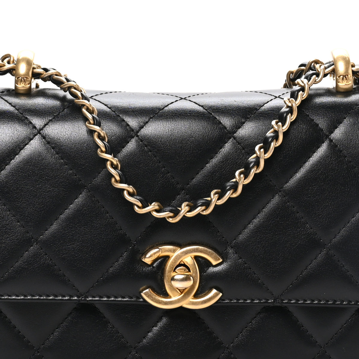 Calfskin Quilted Mini Perfect Fit Flap Black Black Black