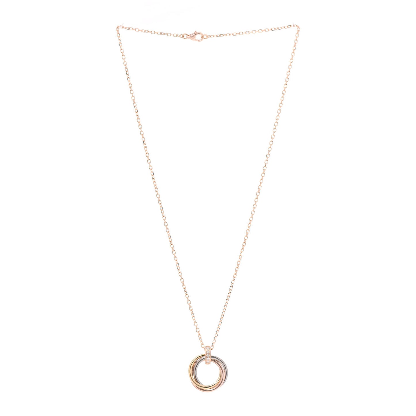 18K Pink White Yellow Gold Diamond Trinity Pendant Necklace