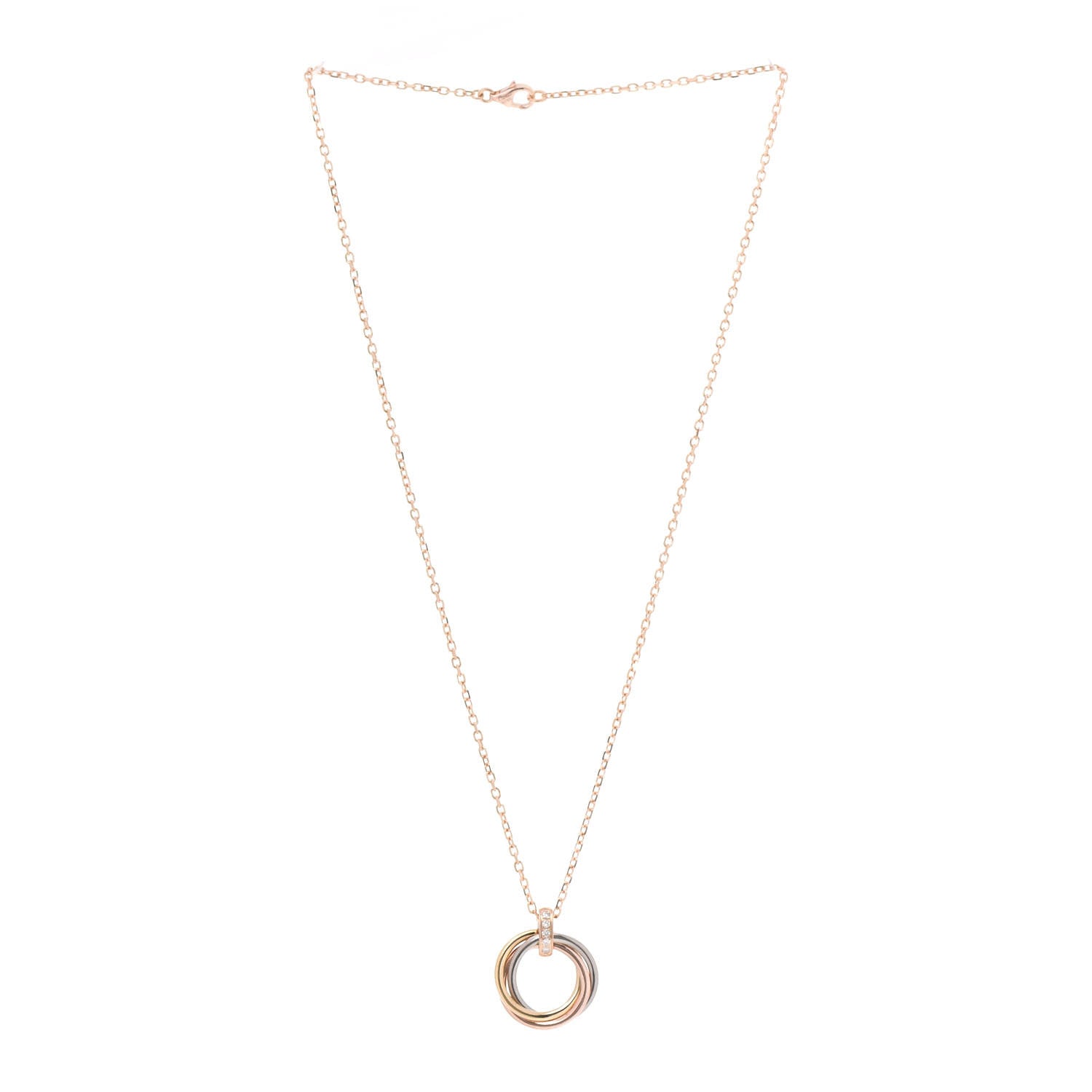 Cartier 18K Pink White Yellow Gold Diamond Trinity Pendant Necklace 3 of 5