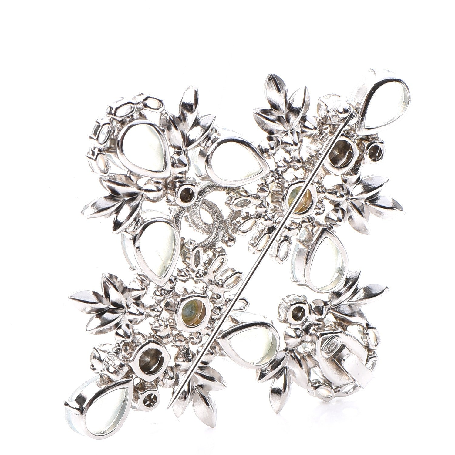 Chanel Crystal Bijoux CC Brooch Blue White Silver 3 of 5
