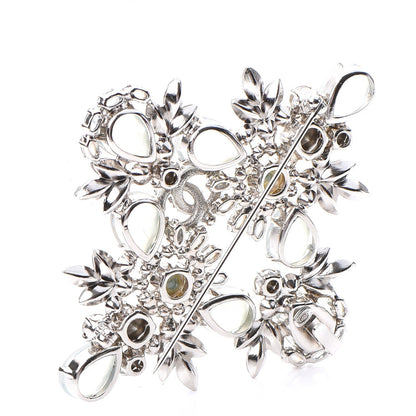 Chanel Crystal Bijoux CC Brooch Blue White Silver 3 of 5