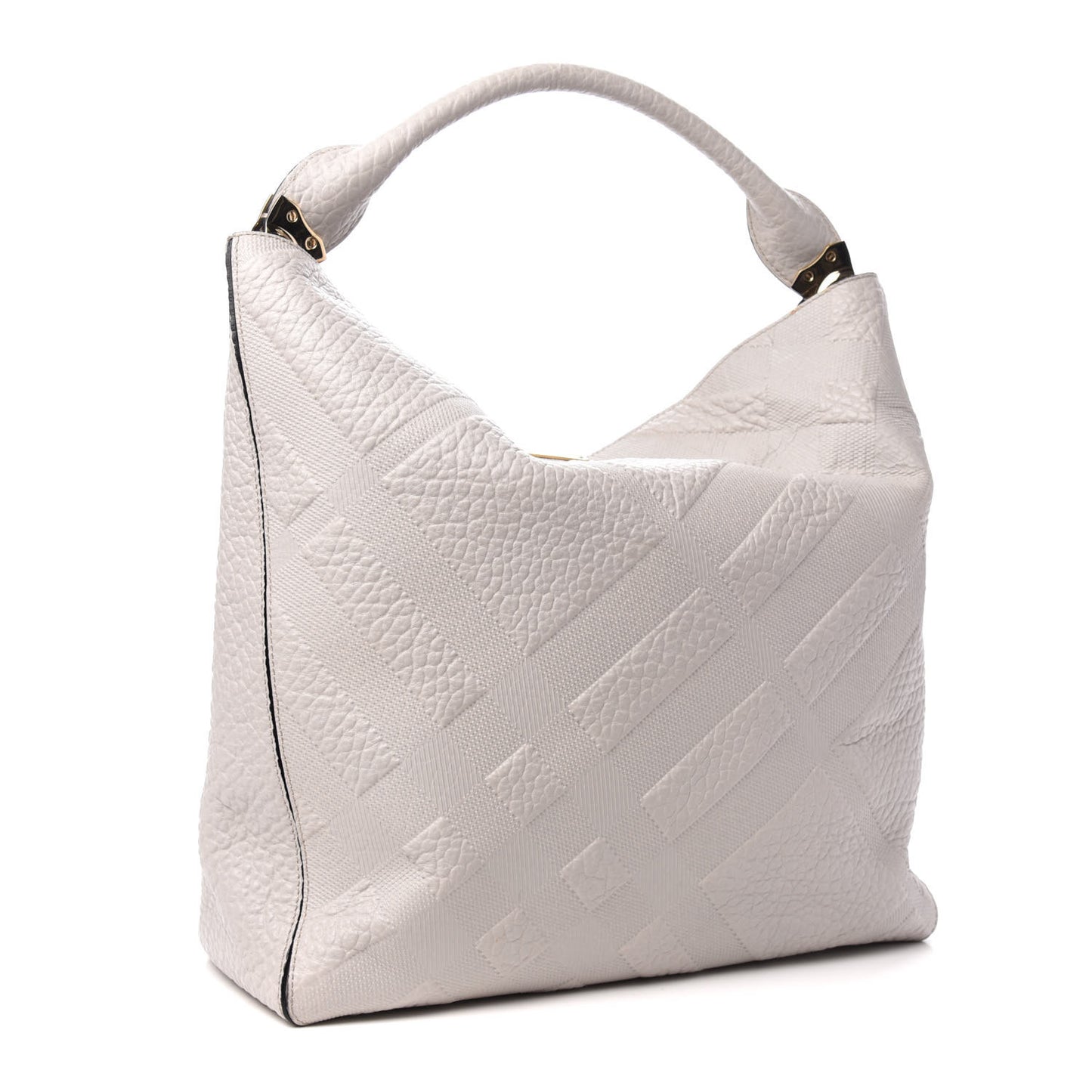 Heritage Grain Check Embossed Medium Lindburn Hobo Pale Grey