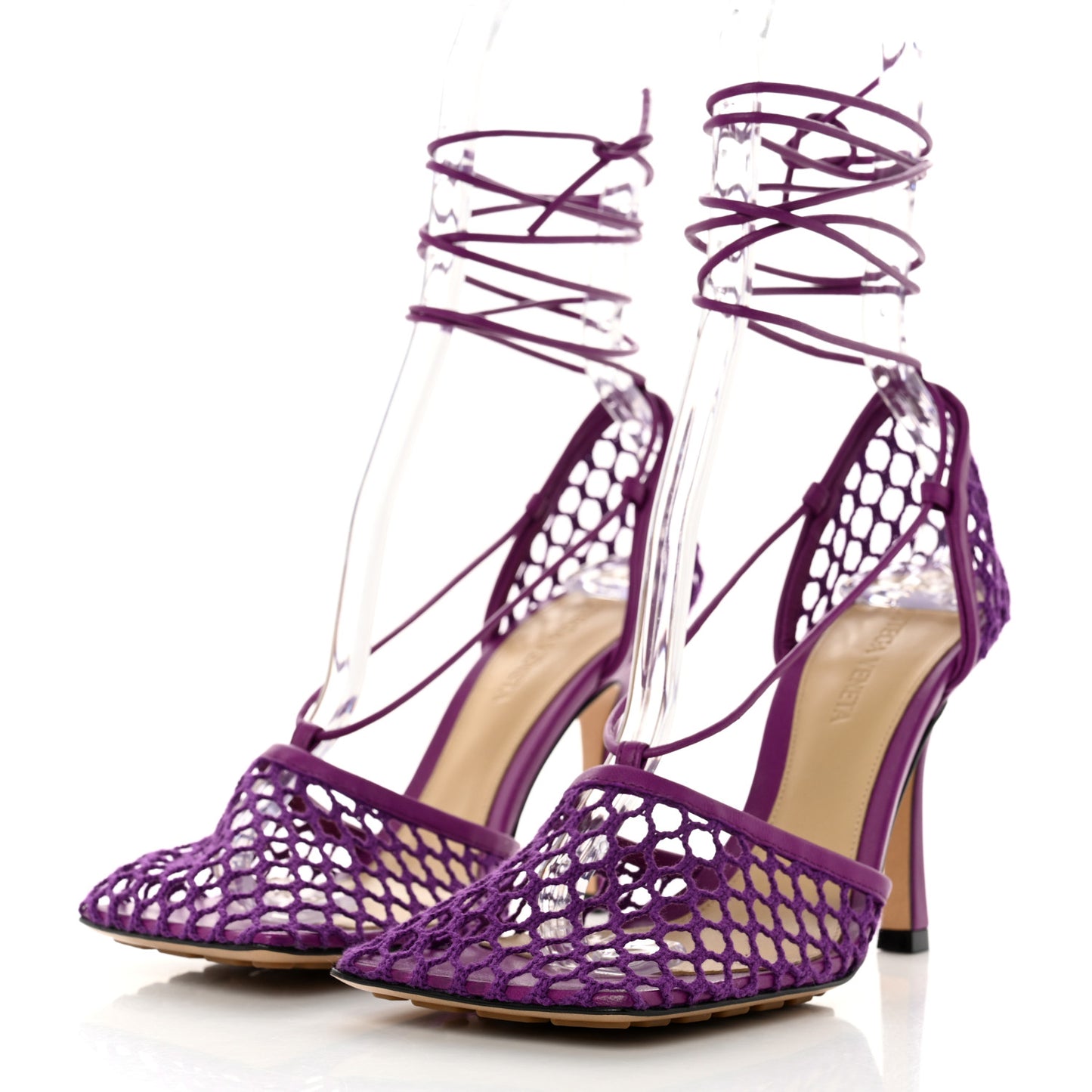 Mesh Nappa Stretch Ankle Tie 90mm Sandals 37.5 Venom