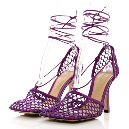 Bottega Veneta Mesh Nappa Stretch Ankle Tie 90mm Sandals 37.5 Venom 3 of 7