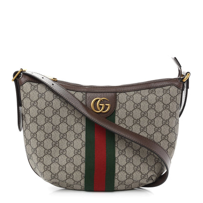 Gucci GG Supreme Monogram Web Small Ophidia Half Moon Hobo Brown 1 of 9