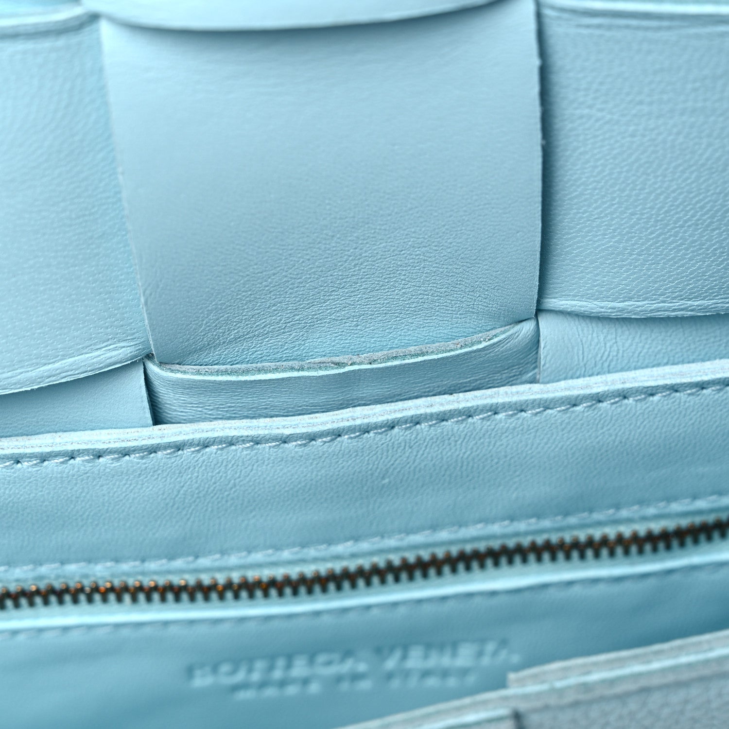 Bottega Veneta Grained Calfskin Maxi Intrecciato Cassette Crossbody Bag Pale Blue 9 of 10