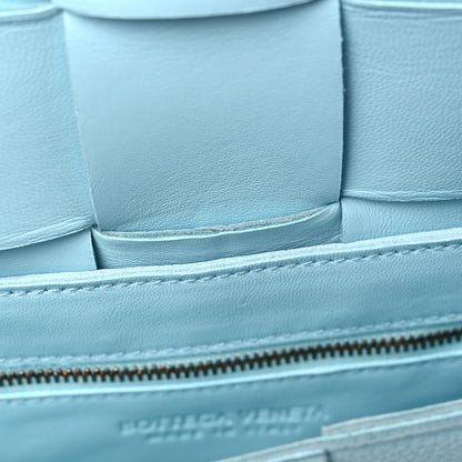 Bottega Veneta Grained Calfskin Maxi Intrecciato Cassette Crossbody Bag Pale Blue 9 of 10