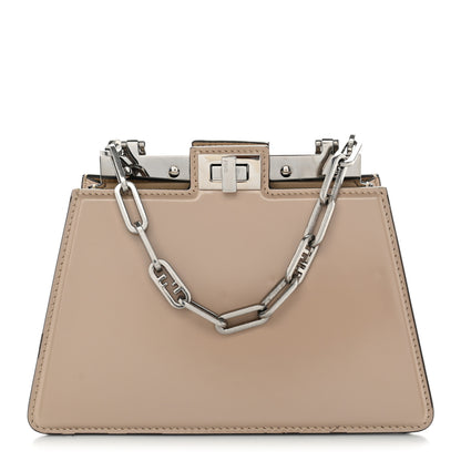 Fendi Patent Petite Peekaboo Cut Beige Amid 1 of 13