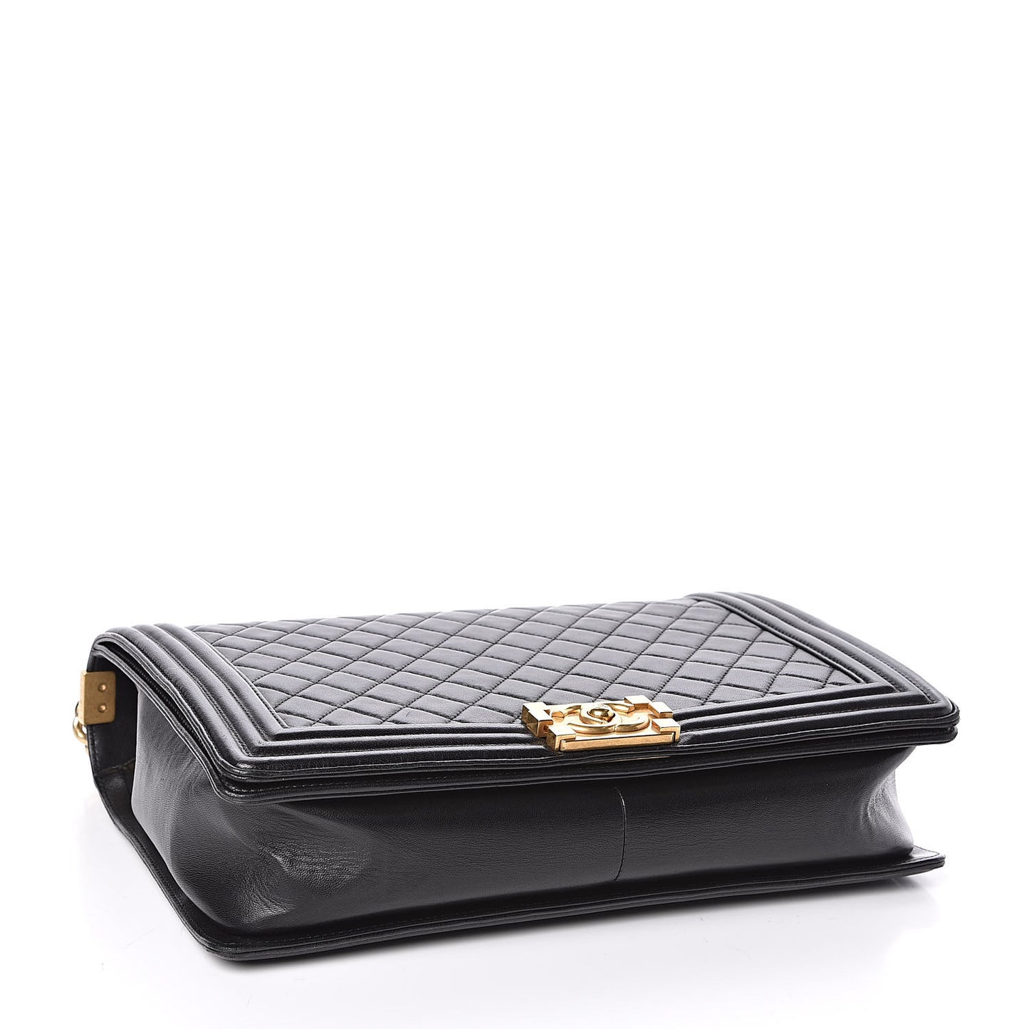 Lambskin Quilted Large Boy Flap Black