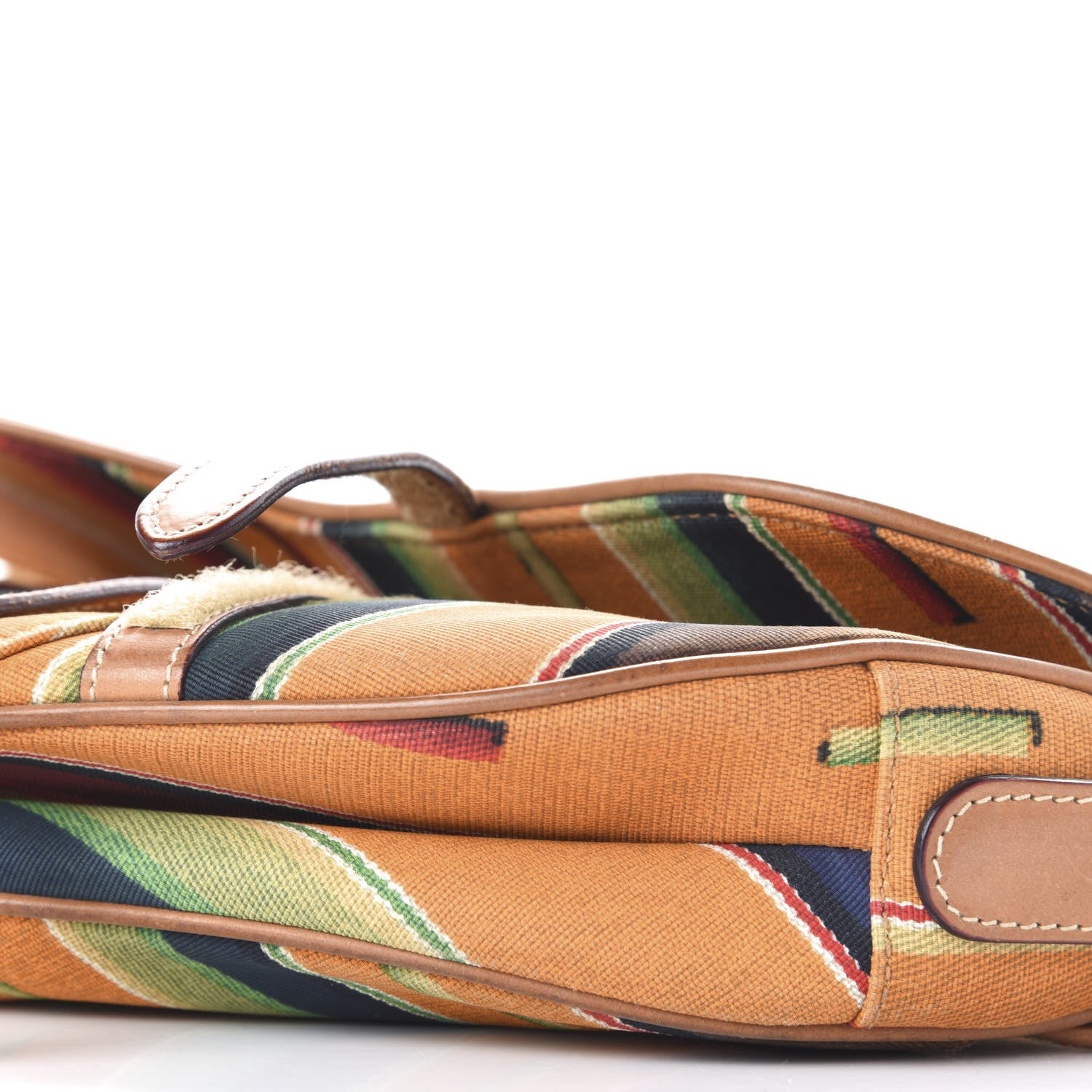 Christian Dior Canvas Stripe Saddle Bag Multicolor 7 of 12