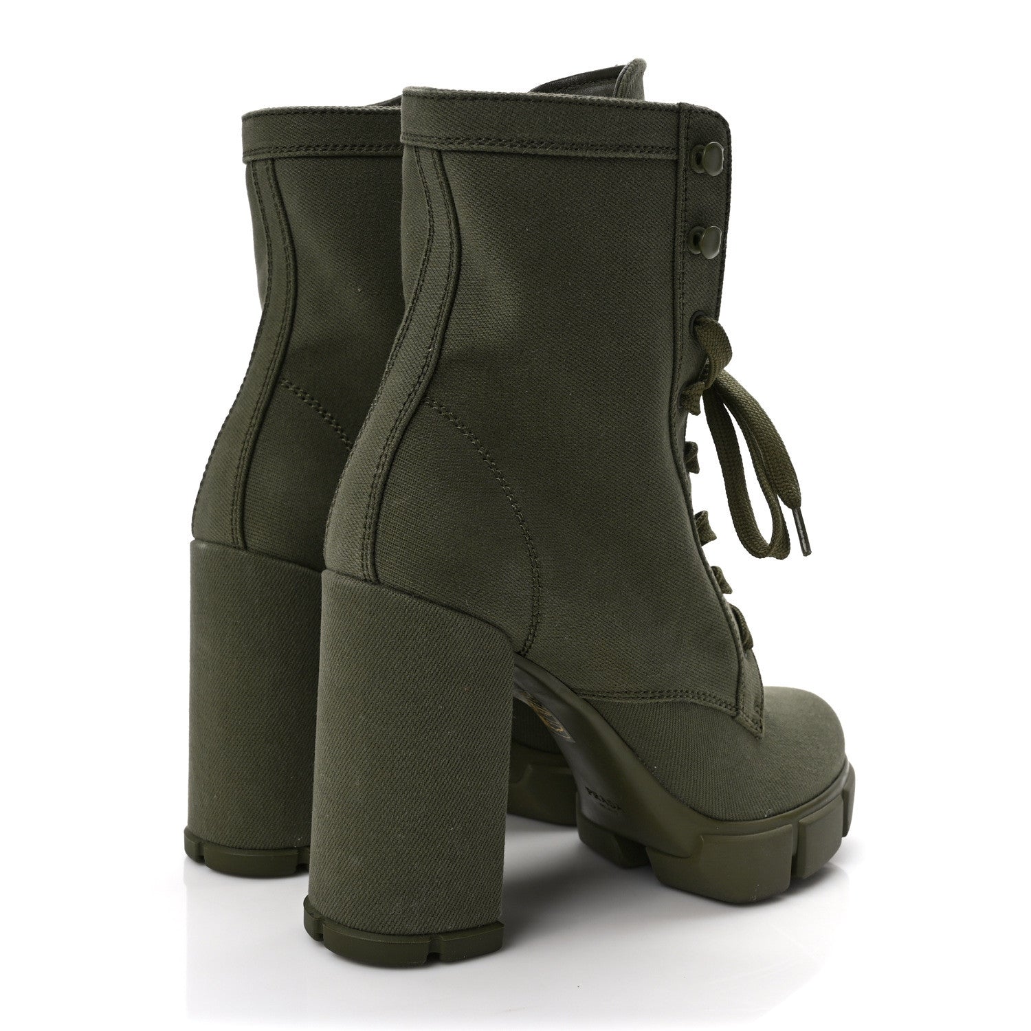 Prada Washed Denim Lace Up 110mm Ankle Boots 39 Militare 4 of 7