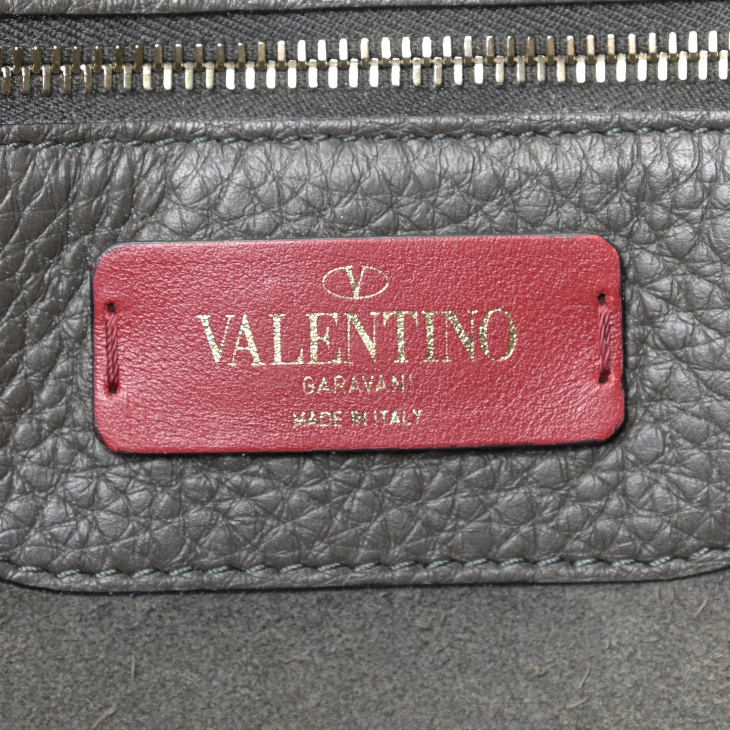 Grained Calfskin Rockstud Shoulder Tote Graphite