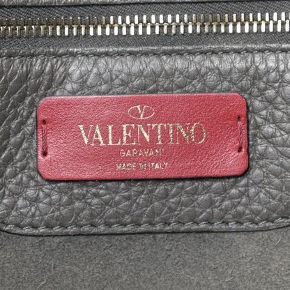 Valentino Garavani Grained Calfskin Rockstud Shoulder Tote Graphite 13 of 17