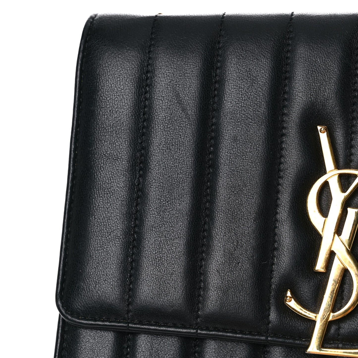 Lambskin Matelasse Monogram Vicky Chain Wallet Black