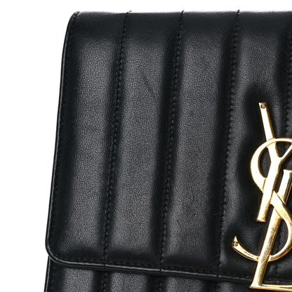 Saint Laurent Lambskin Matelasse Monogram Vicky Chain Wallet Black 21 of 24