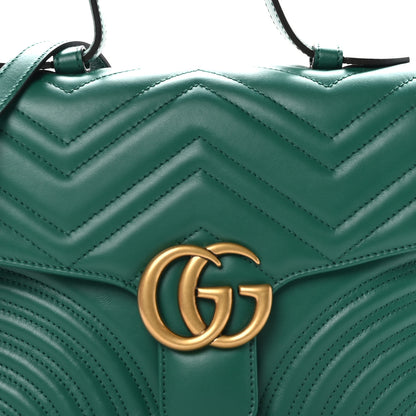 Gucci Calfskin Matelasse Small GG Marmont Top Handle Shoulder Bag Emerald 8 of 10
