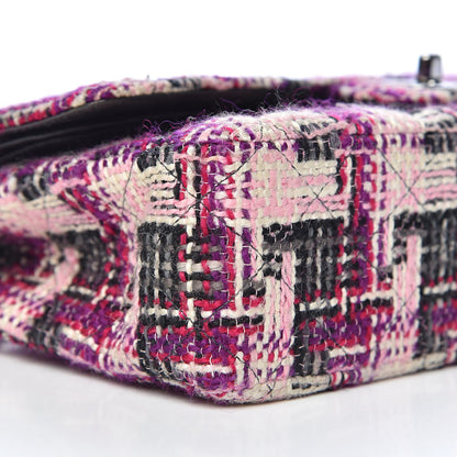 Chanel Tweed Quilted Medium Double Flap Pink Black 11 of 13