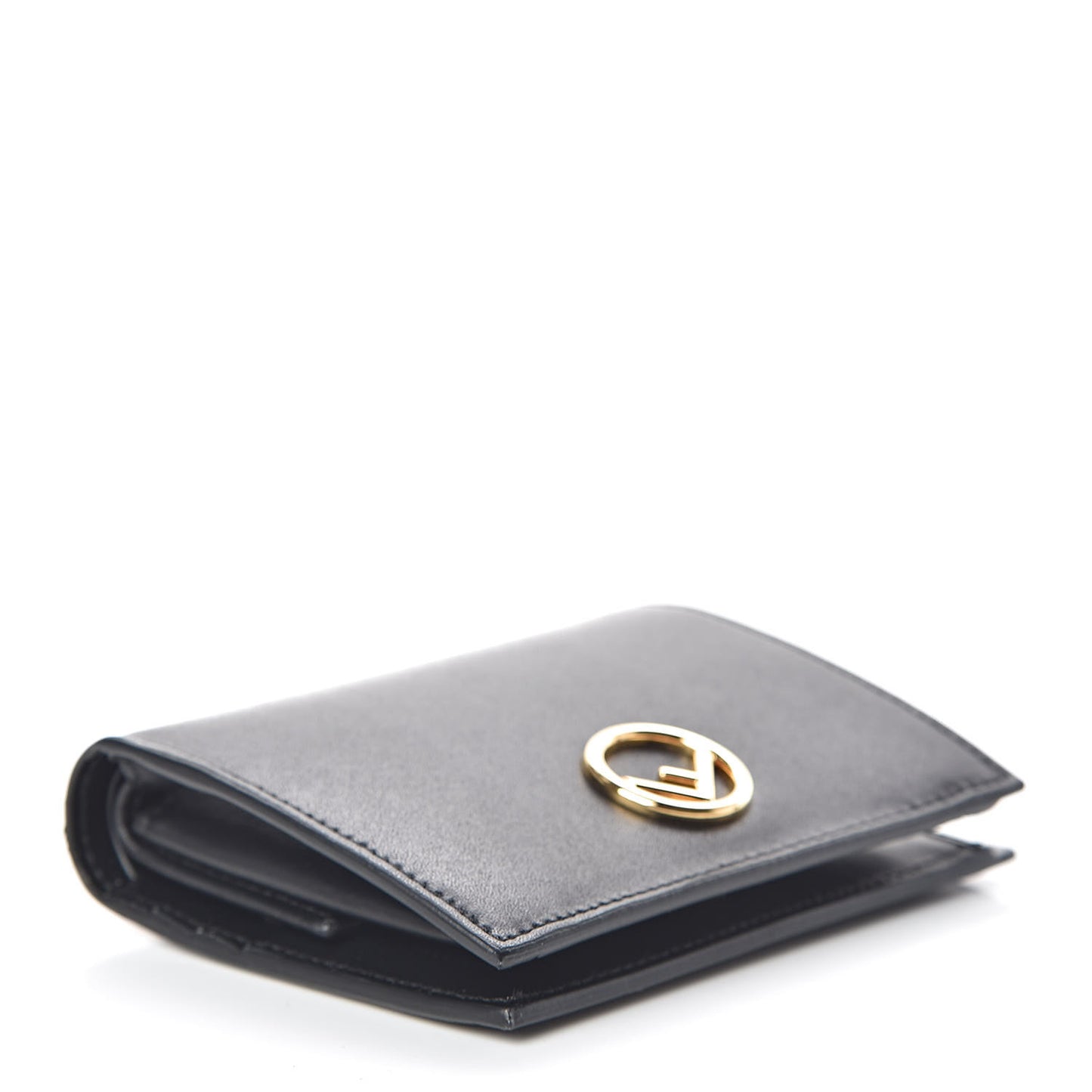 Vitello Liberty Lucido F is Fendi Compact Bi-Fold Wallet Black