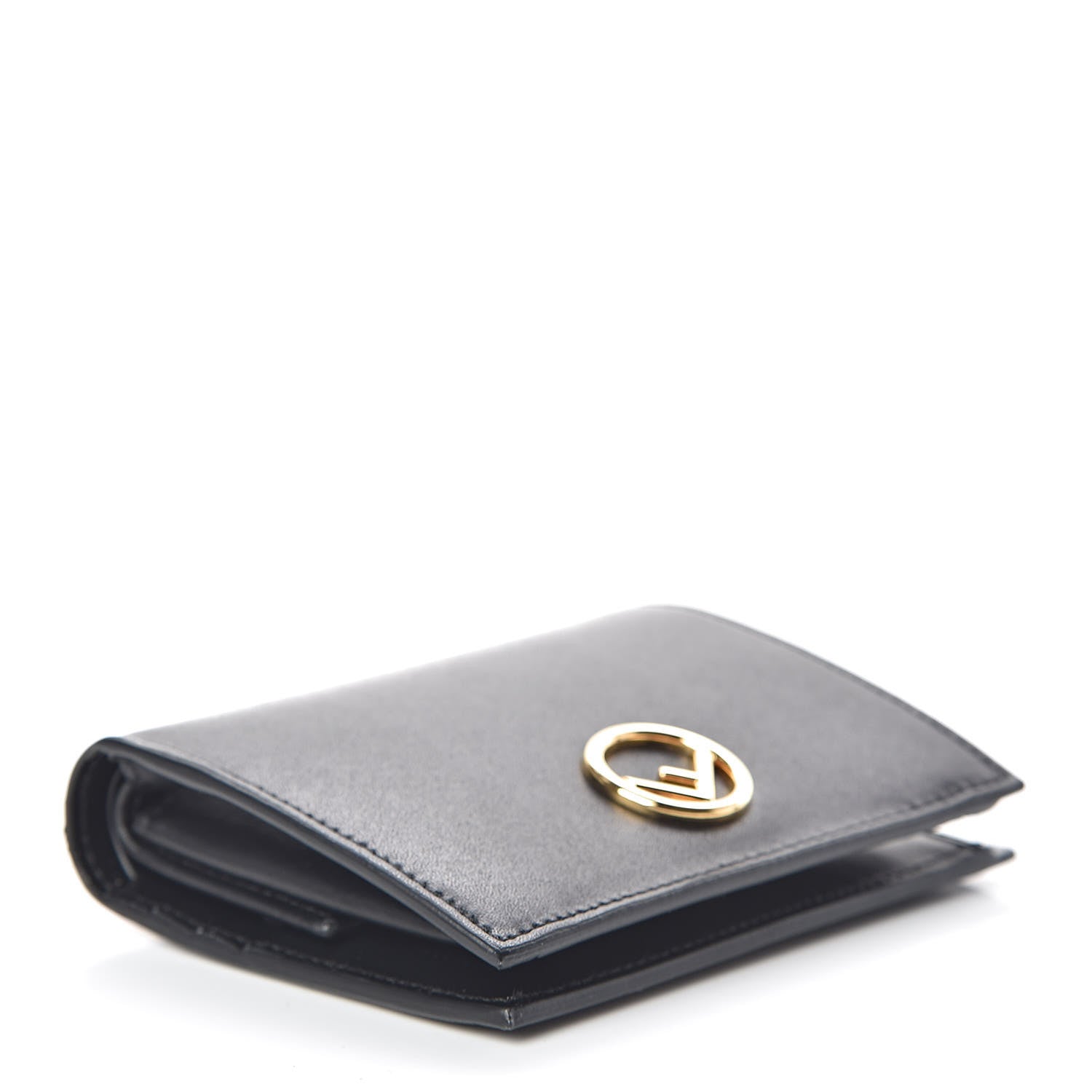 Fendi Vitello Liberty Lucido F is Fendi Compact Bi-Fold Wallet Black 4 of 7